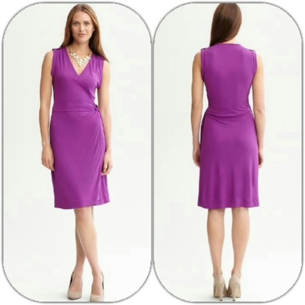 Banana Republic EUC sleeveless wrap style fushia midi dress